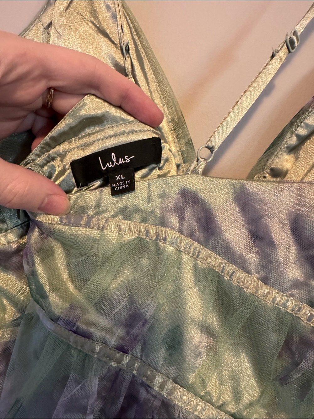 Lulu's Mint and Lavender Floral Spaghetti Strap Dress - Picture 3 of 3